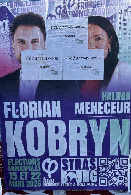 Élections municipales Strasbourg affiche Florian Kobryn Halima Meneceur