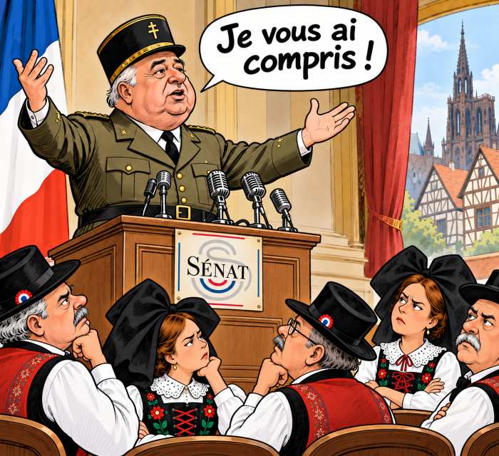 Gérard Larcher s'adresse aux Alsaciens lors de la campagne des élections sénatoriales